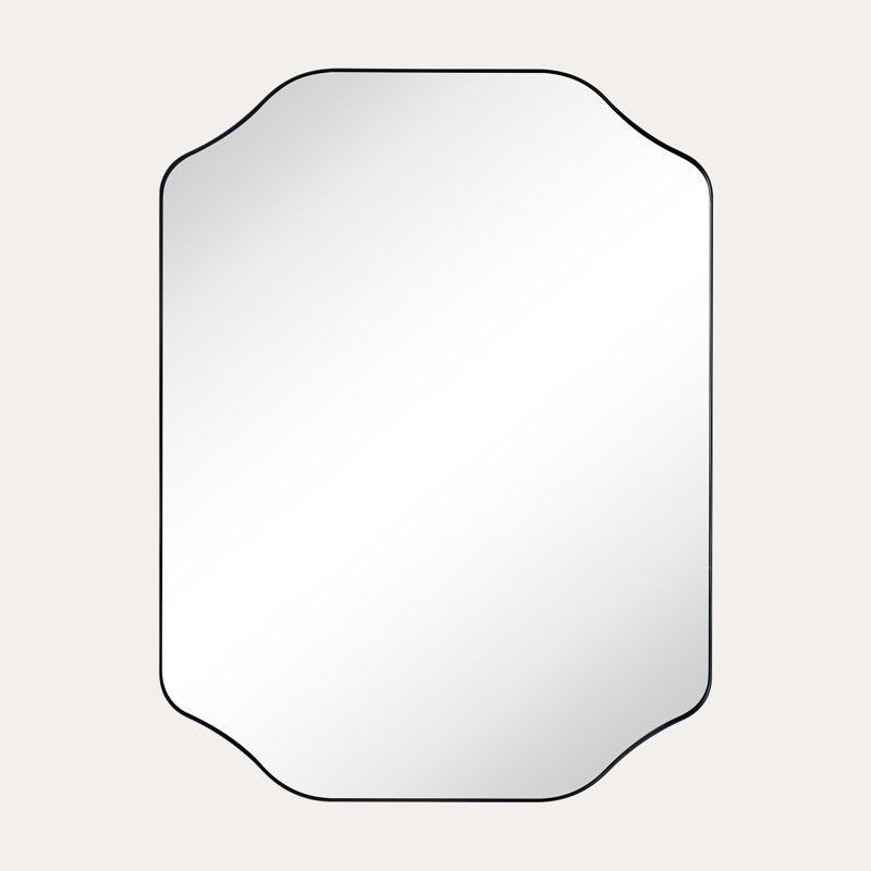 Miroir mural festonné pour salle de bain, H 32 po x l 24 po, Noir mat