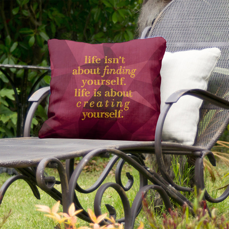 Outdoor Reversible Throw Pillow, 18" x 18", Spinel/Gold