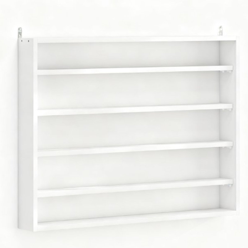 Five-Tier Wall-Mounted Display Cabinet with Glass Doors and Adjustable Shelves for Collectibles and Decor, White