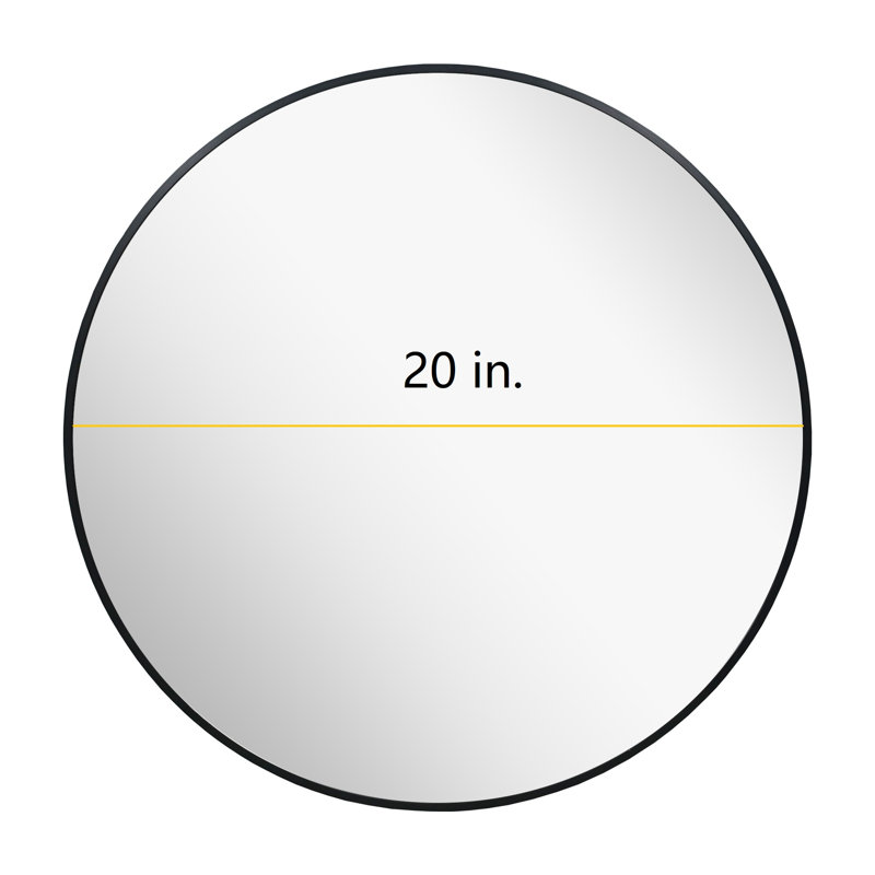 Karrina Round Metal Accent Mirror, Black, 20" x 20"