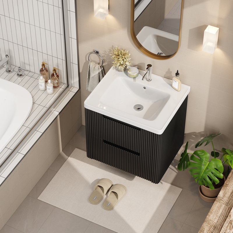 Meuble-lavabo à 2 tiroirs Linear Series, Noir, 24"