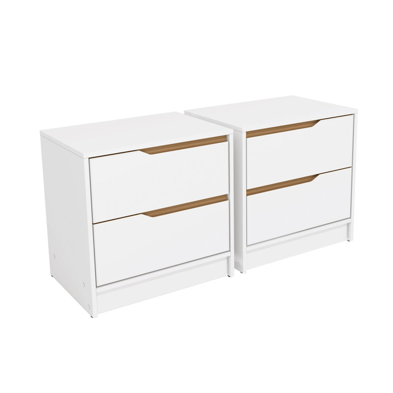 Ensemble de 2 tables de chevet modernes avec rangement Florida, l 21,1 po, Blanc