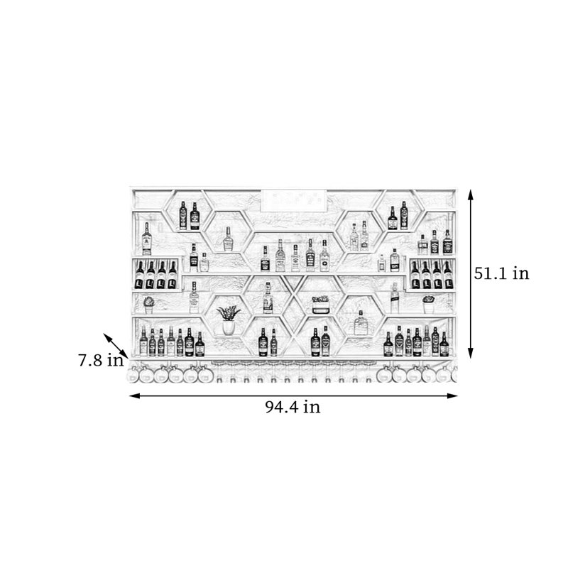 Support à vin Creative, Doré, H 51,1 po x l 94,4 po x P 7,8 po