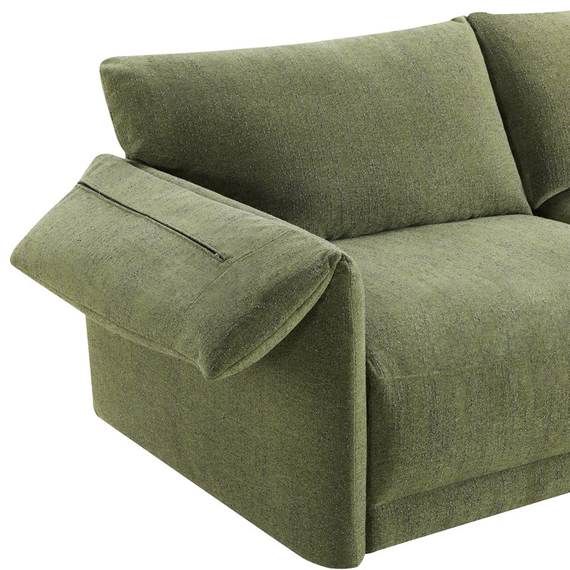 115'' Boucle 5 - Piece Modular Sectional, Green Boucle 
