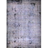 Tapis décoratif en laine de conception unique noué à la main mauve/gris de 6 pi 5 po x 9 pi 5 po