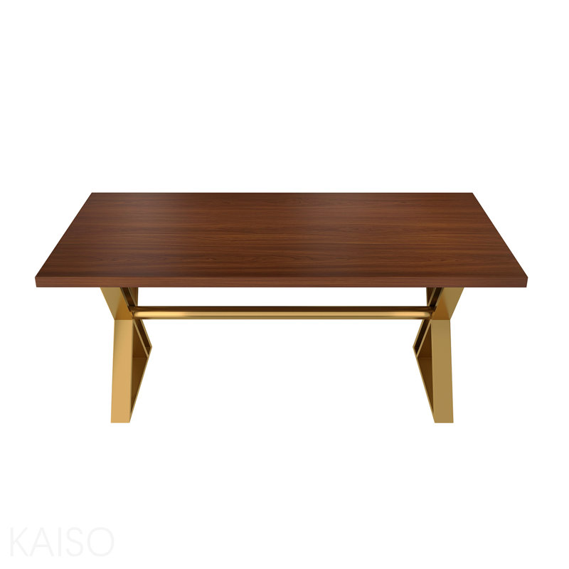 Table de salle à manger haut de gamme en acier inoxydable doré 70,8 pouces