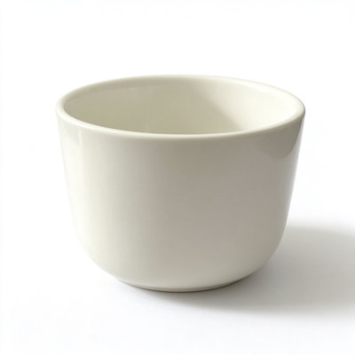 Pot à fleurs ivoire en céramique - coupelle ronde à rebord ouvert, 5,9 po x 5,9 po x 5,9 po