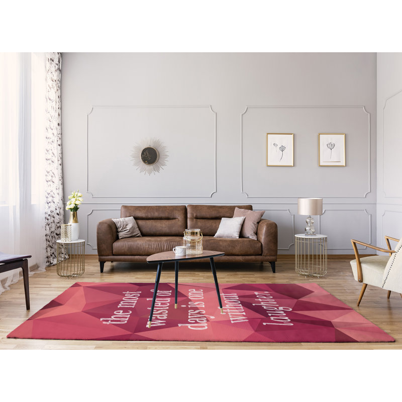 Tapis en polyester à citation de rire en polyester, Rectangle 5 pi x 7 pi