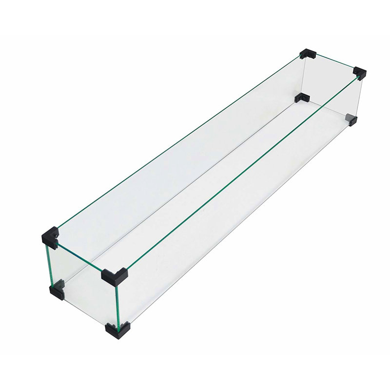 38,1 x 10,6 x 5,9 pouces pare-vent en verre trempé pour foyer - supports en alliage d'aluminium, améliore et affichage de la flamme, s'adapte à plusieurs tailles de verre transparent, assure une flamme de chauffage sécuritaire