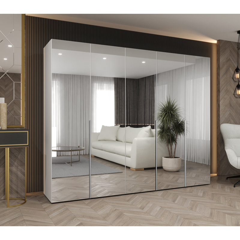 Manufactured Wood Wardrobe, white matt + handles: cashmere