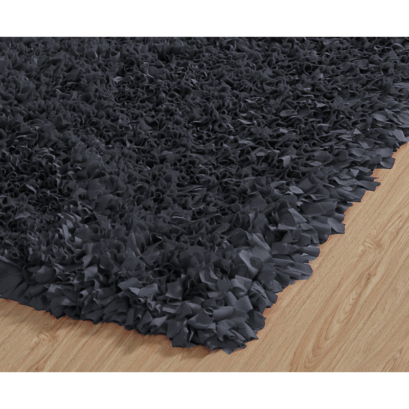 Solid Color Machine Made Polyester Area Rug in Gray, Rectangle 3'6" x 5'6"