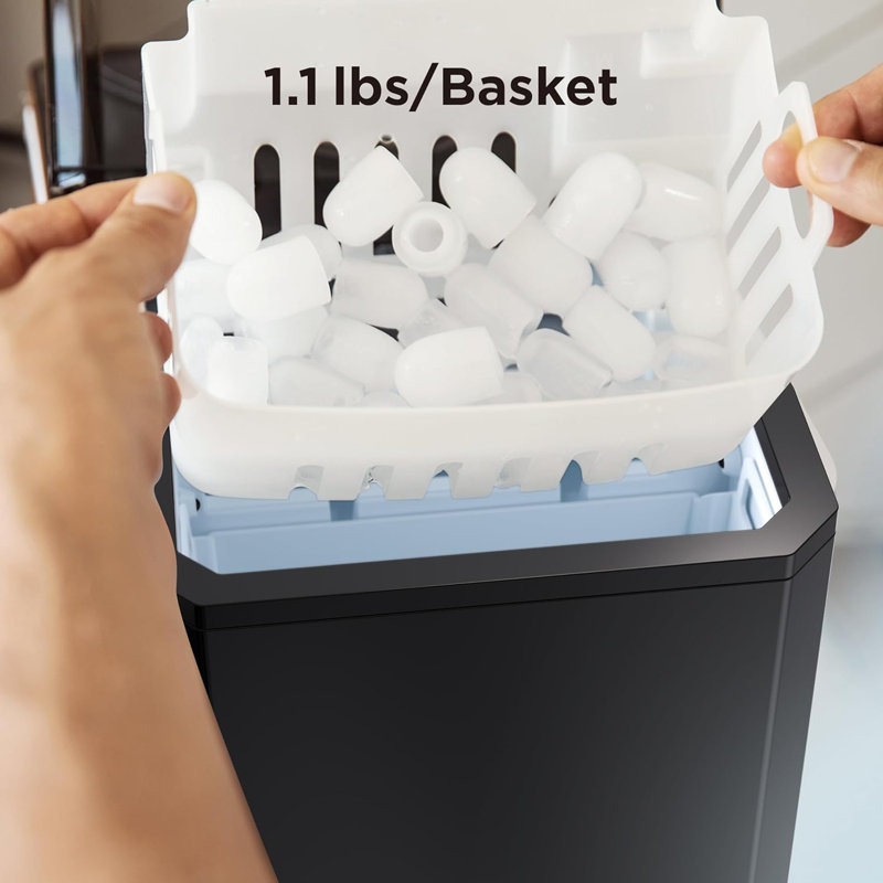 26lbs Countertop Bullet-Shape Ice Maker, 9 Cubes Make in 6 Mins, 2 Sizes of Bullet Ice