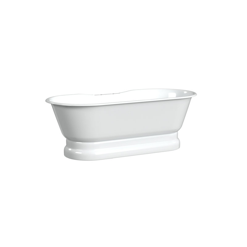 Regal 68'' L Freestanding Soaking Bathtub, White Interior with White Exterior, Cast Iron Pedestal Base