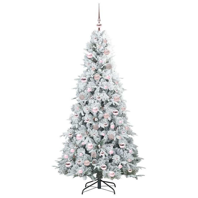 Artificial Hinged Christmas Tree Green PE and PVC, 5.91' H, White/Pink