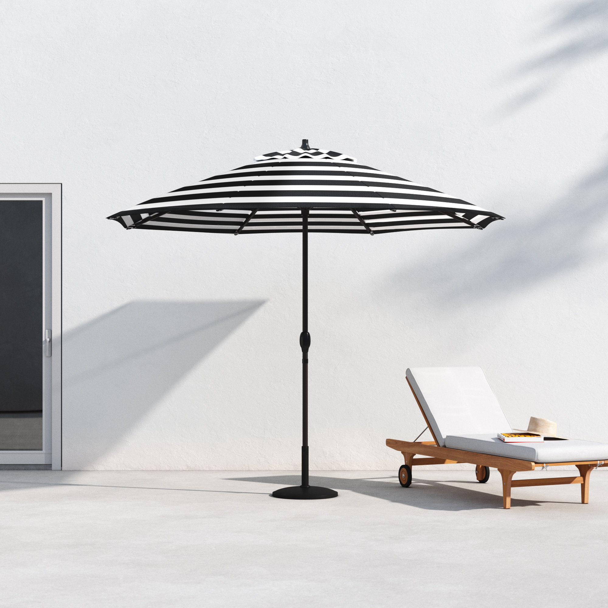 9' Market Sunbrella Umbrella, Cabana Classic Black Stripe Sunbrella®