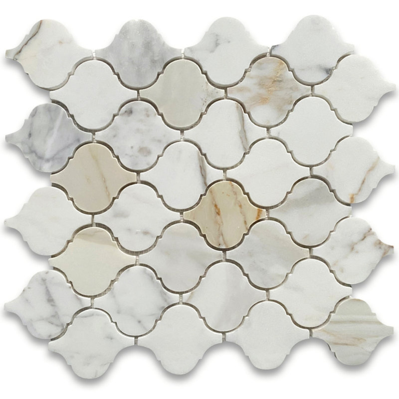 Calacatta 12" x 12" Marble Mosaic Tile, White/Gray
