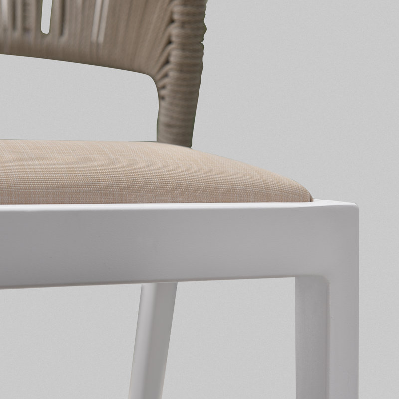 Tabouret de bar avec coussin, Structure blanche / coussin beige