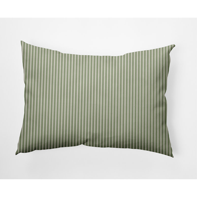 Ticking Stripe Outdoor Rectangular Pillow Cover & Insert, Green