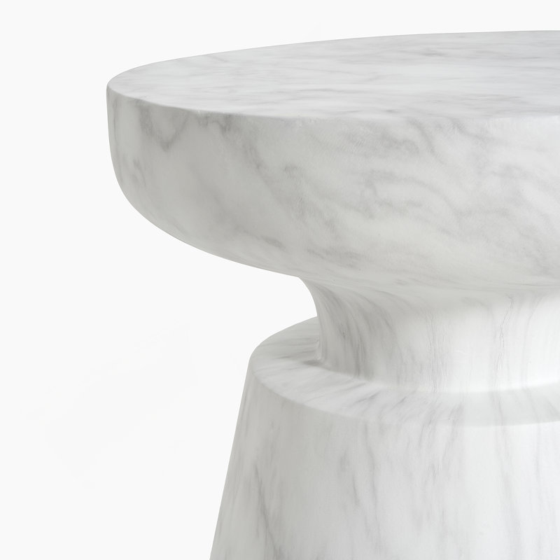 Table d'appoint d'extérieur en travertin Ponti, blanc, Blanc