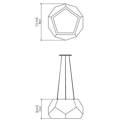 Luminaire suspendu géométrique 1 lumière DEL à 1 lumière
