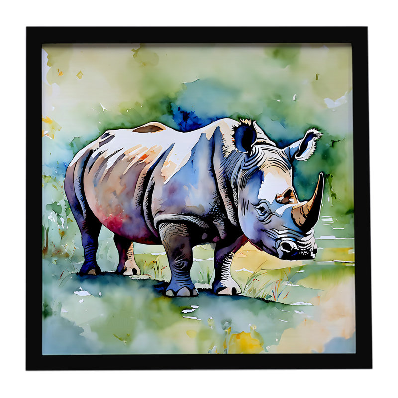 Rhinocéros, impression sur métal encadrée