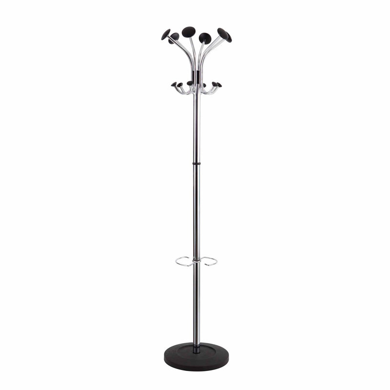 Chrome and Black Coat Stand with Umbrella Holder