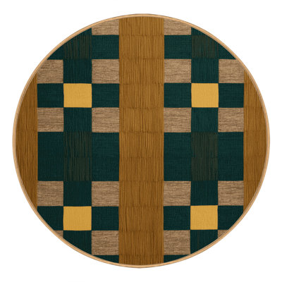 Machine Washable Checkered Brown Area Rug