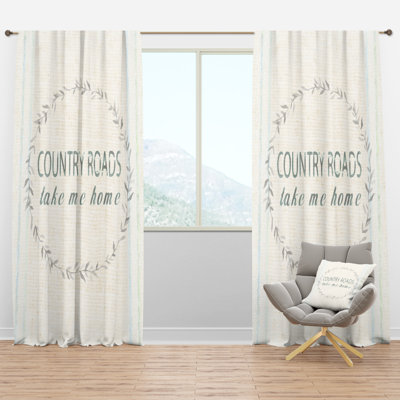 Farmhouse Florals - Panneau de rideau simple semi-transparent à motif abstrait Farmhouse