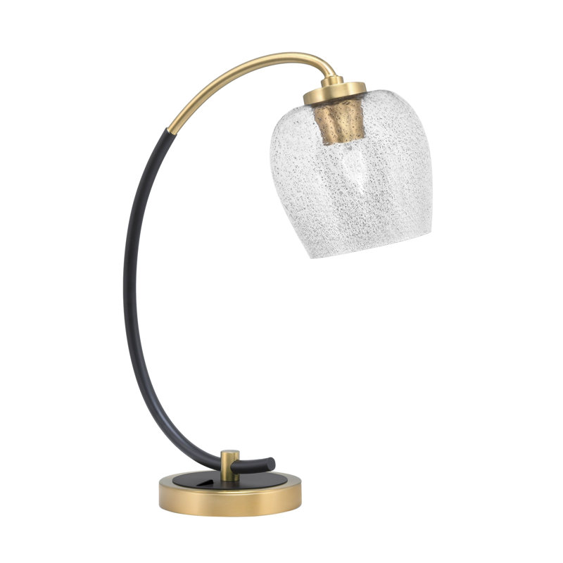 Lampe de bureau en acier inoxydable Wahab, Noir mat / laiton, Noir / transparent