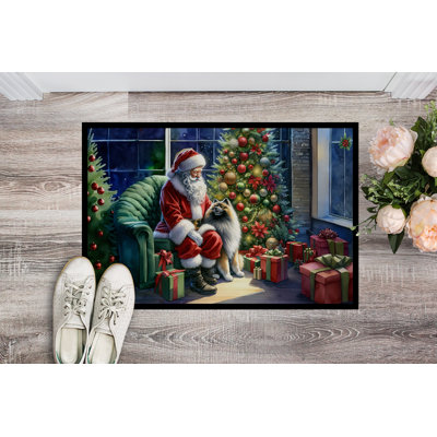 Keeshond and Santa Claus Doormat