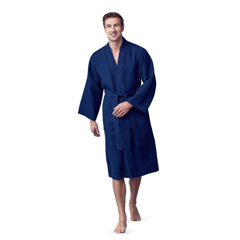 Peignoir gaufré LOTUS LINEN, TTTG, Bleu marine