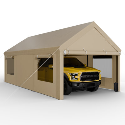 10 Ft. W x 20 Ft. D Carport Portable Garbage with Sandbags