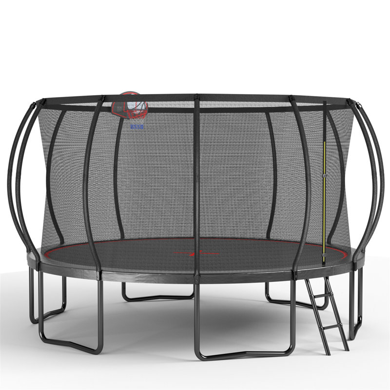 Trampoline 14 pi - Noir rouge - Hauteur du cadre 90 cm