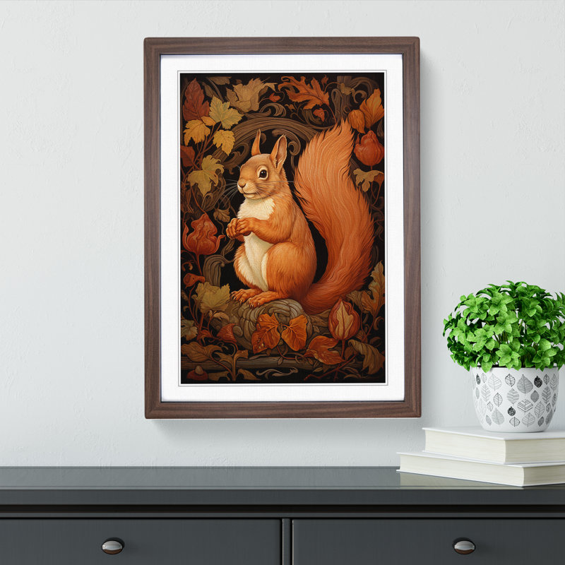 Squirrel Nouveau 1 Piece Single Picture Frame Wall Art, 64cm H x 46cm W x 2cm D, Walnut