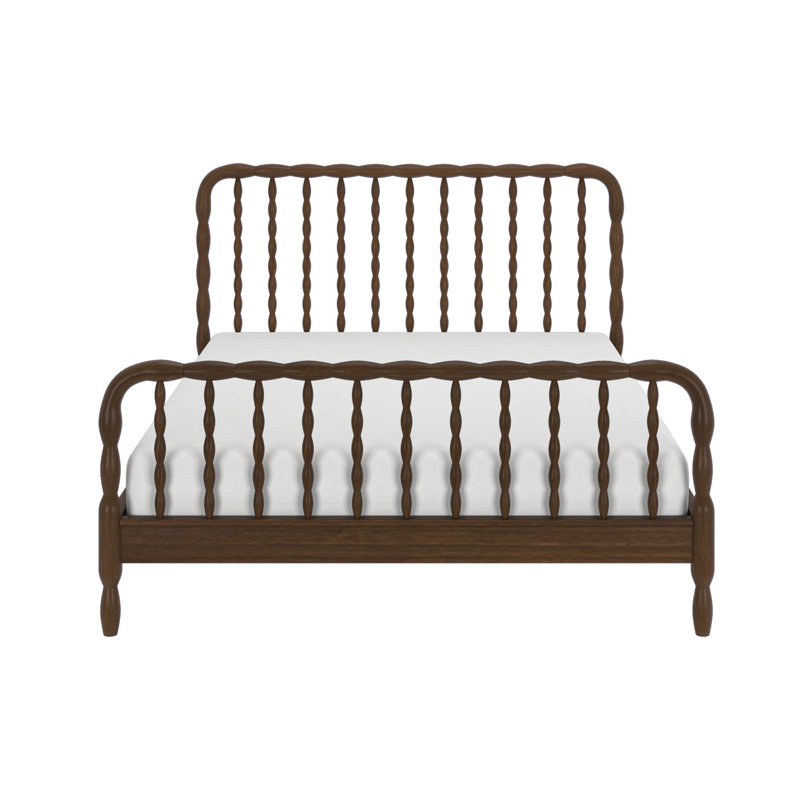 Lit en bois massif Lind Spindle, Marron, Grand
