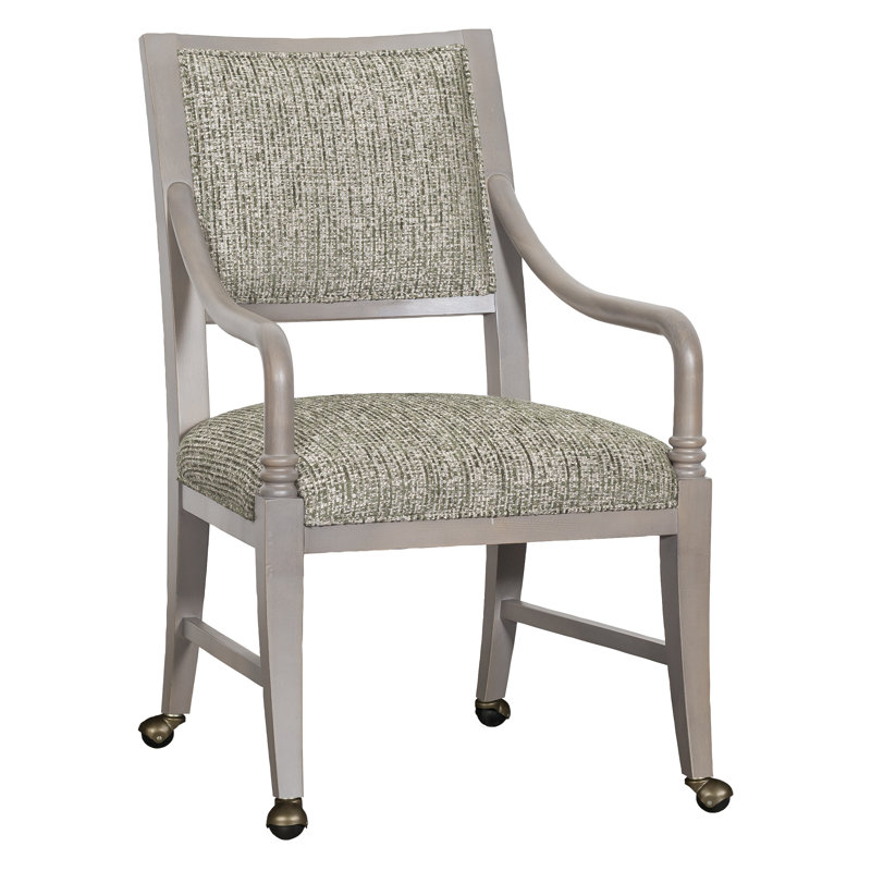 Chaise avec accoudoirs en bois massif Big Sur avec 2 roulettes, Espresso, Orge 8789
