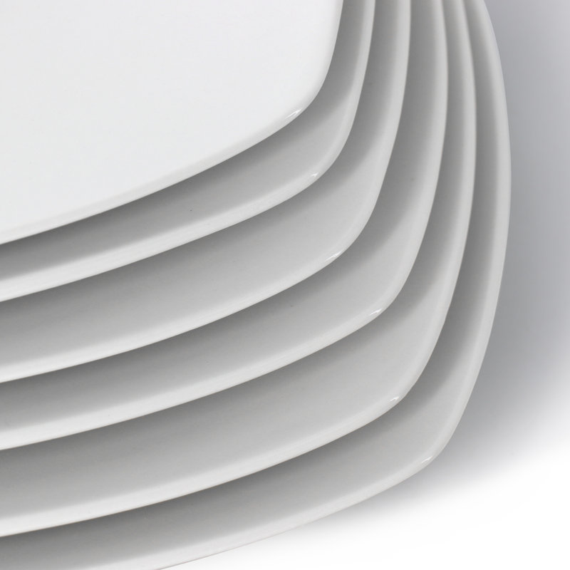 Latitude Run® 12 Piece Square Porcelain Large Dinner Plates in White