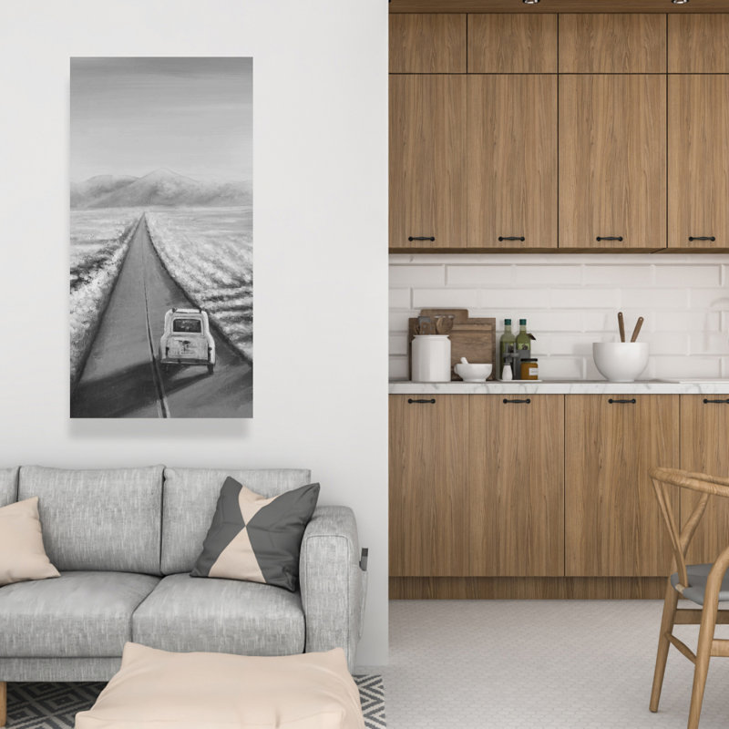 Car on the Road - Art sur toile noir et blanc pour la maison