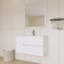 Ensemble de meuble-lavabo mural simple 36 po avec miroir | 2 tiroirs à fermeture en douceur et 1 porte à fermeture en douceur, lavabo en céramique et finition imperméable à 5 couches-143642506