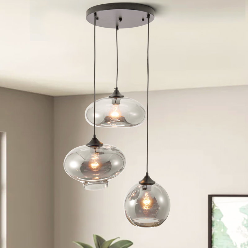 Lustre géométrique en verre à 3 lumières Chantell