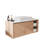 36 Inch Floating Bathroom Vanity, Wall Mounted Soft Oak Vanity Cabinet with White Ceramic Vessel Sink, Open Side Shelves and Hidden Storage, Modern Suspended Bathroom Cabinet