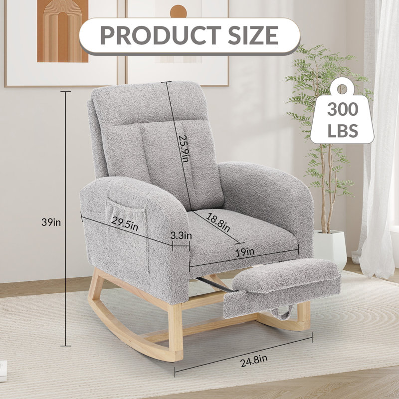 Solid Wood Rocking Chair, Grey