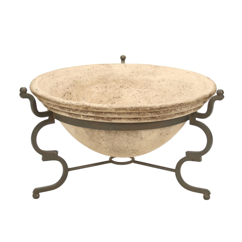 Stone Planter with Antique Metal Stand