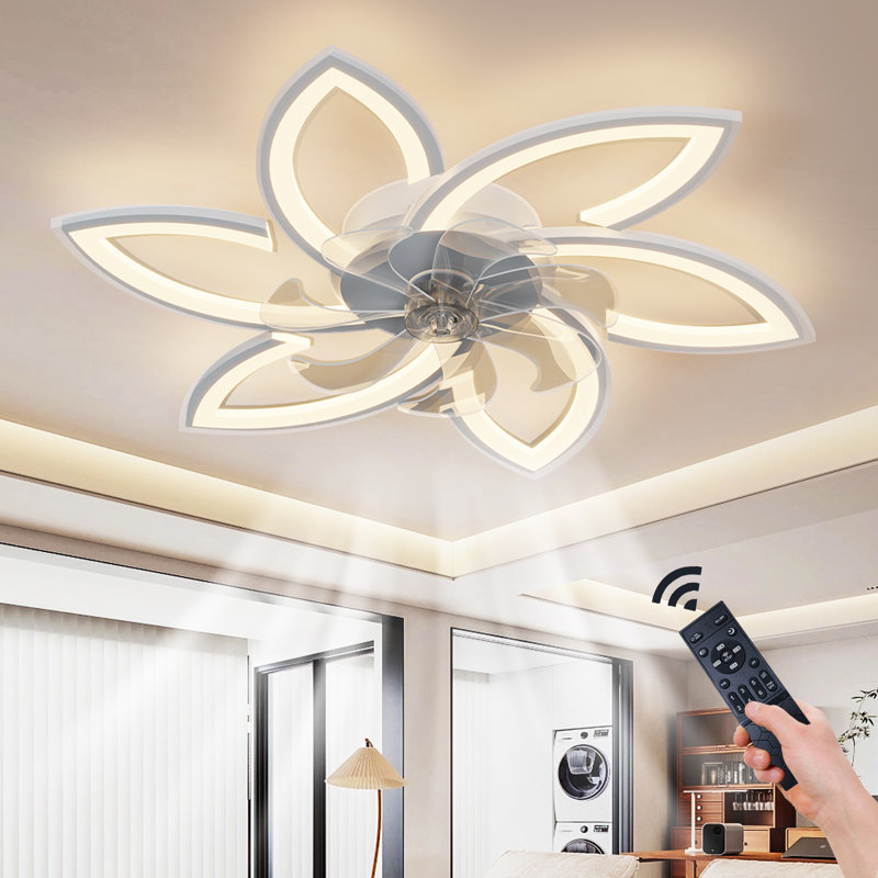 30.7" 7 - Blade Dimmable LED Ceiling Fan with Remote Control and APP, White