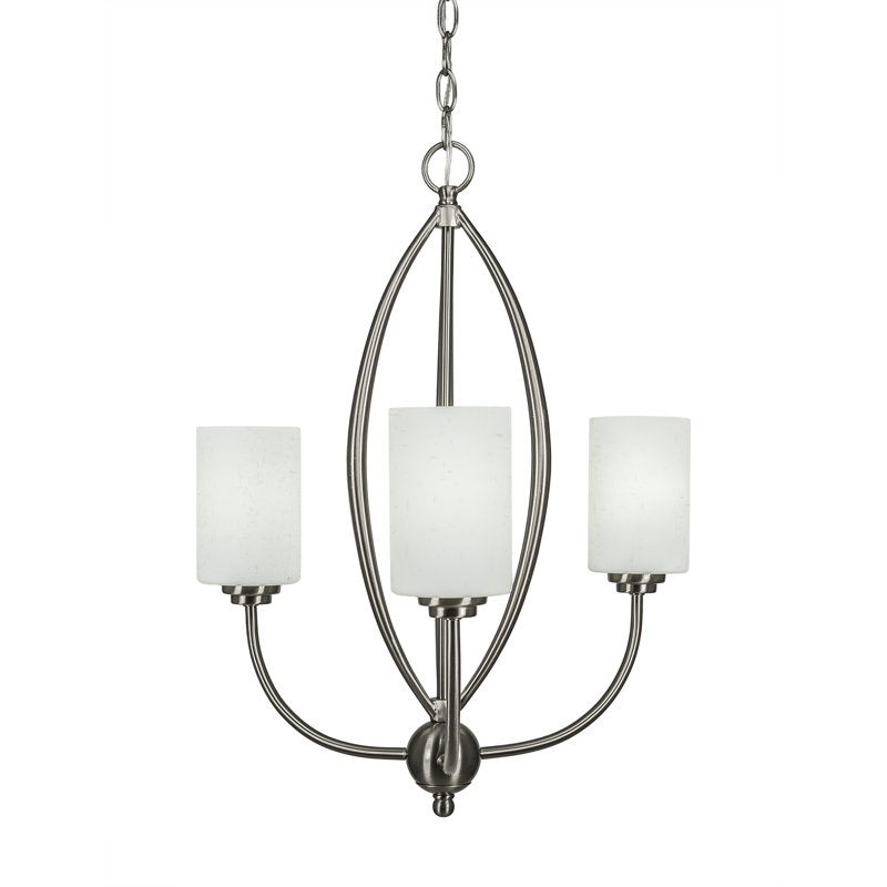 Albreda 3 - Light Shaded Classic Chandelier, White Muslin, Brushed Nickel