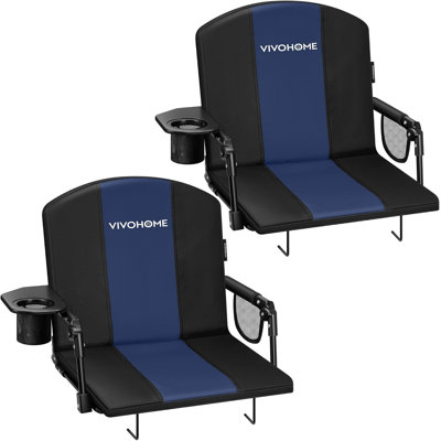 2 Pack Portable Stadium Seats with Back Support, Cup Holder