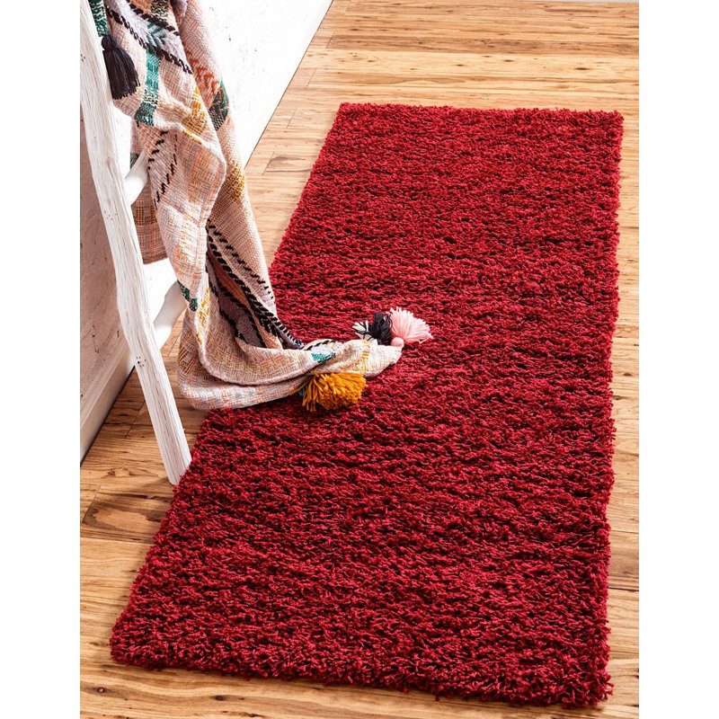 Tapis rouge cerise Renesha, Tapis de couloir 2 pi 6 po x 13 pi