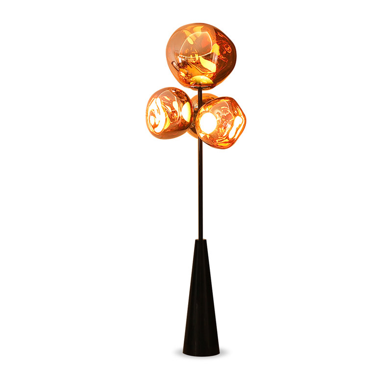 Black+Rose Gold Iron + Acrylic Free form Floor Lamps, Rose Gold
