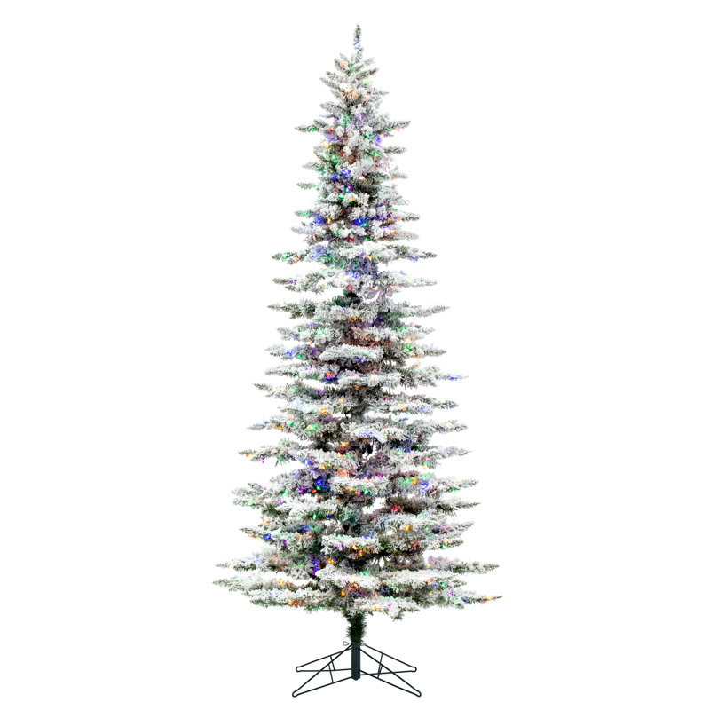 Utica Flocked Fir Slim Artificial Christmas Tree, 9' H