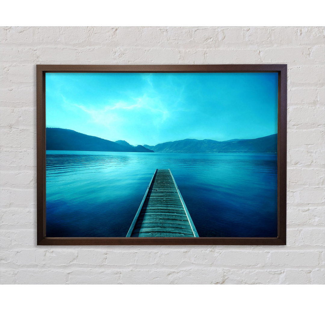 Blue Lake Dock - Einzelner Bilderrahmen Kunstdrucke auf Leinwand